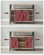 VASAGLE Comoda pentru living sau bucatarie, cu 2 usi glisante, rafturi reglabile, stil rustic, 33x100x80 cm, maro