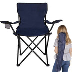 Scaun pliabil camping sau pescuit , cu suport pahar, albastru inchis
