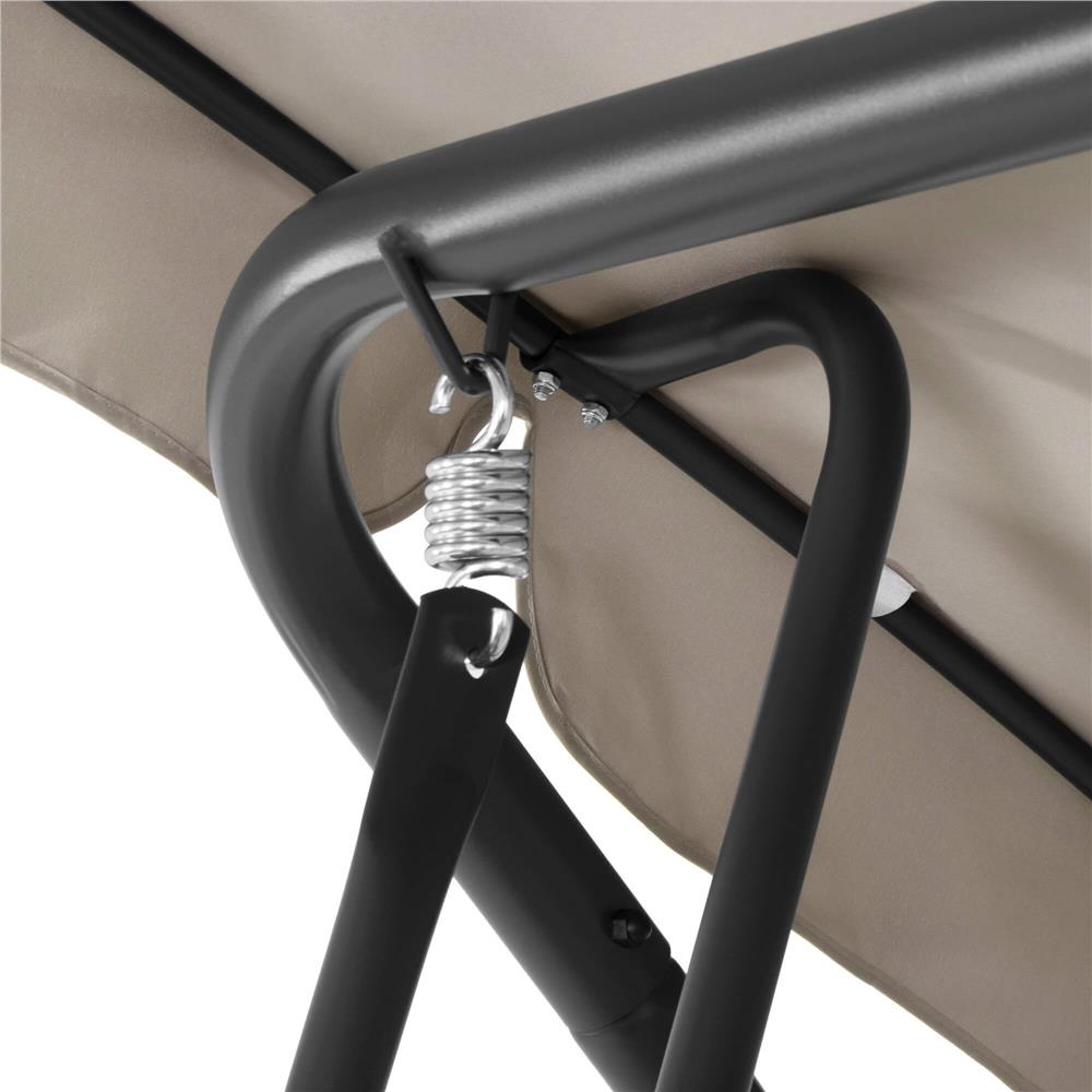 Leagan de gradina 190x115x176 cm, pentru 3 persoane, copertina reglabila, perne incluse, cadru otel si material impermeabil, bej