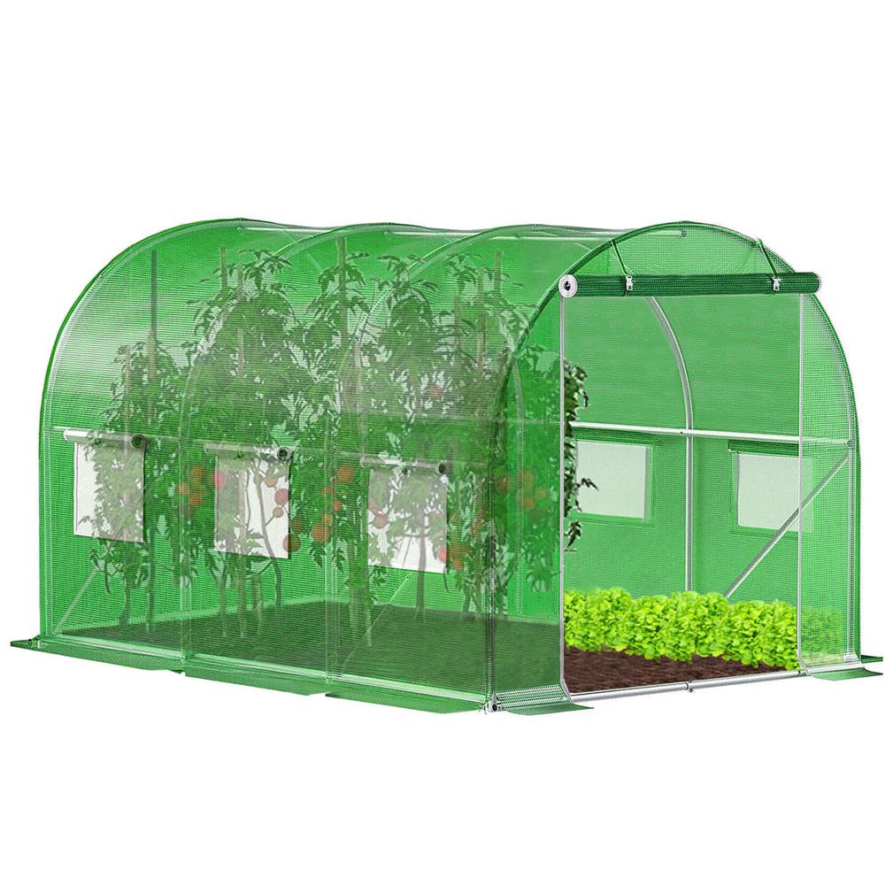 Folie inlocuire pentru sera 300x200x200 cm, PE 140g/mp cu plasa PP, UV4, 6 ferestre si usa cu fermoar, verde