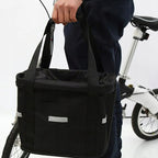 Cos bicicleta fata 34x24x25 cm, aluminiu si material textil, sistem click, cu husa ploaie, negru