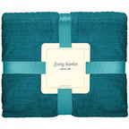 Patura pufoasa pentru 2 persoane, 2 fete, model in relief, 160x200cm, verde marin