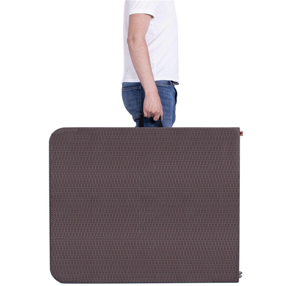 Masa dreptunghiulara pliabila multifunctionala, 1.8 m x 0.75 m x 0.75 m, imitatie ratan, maro