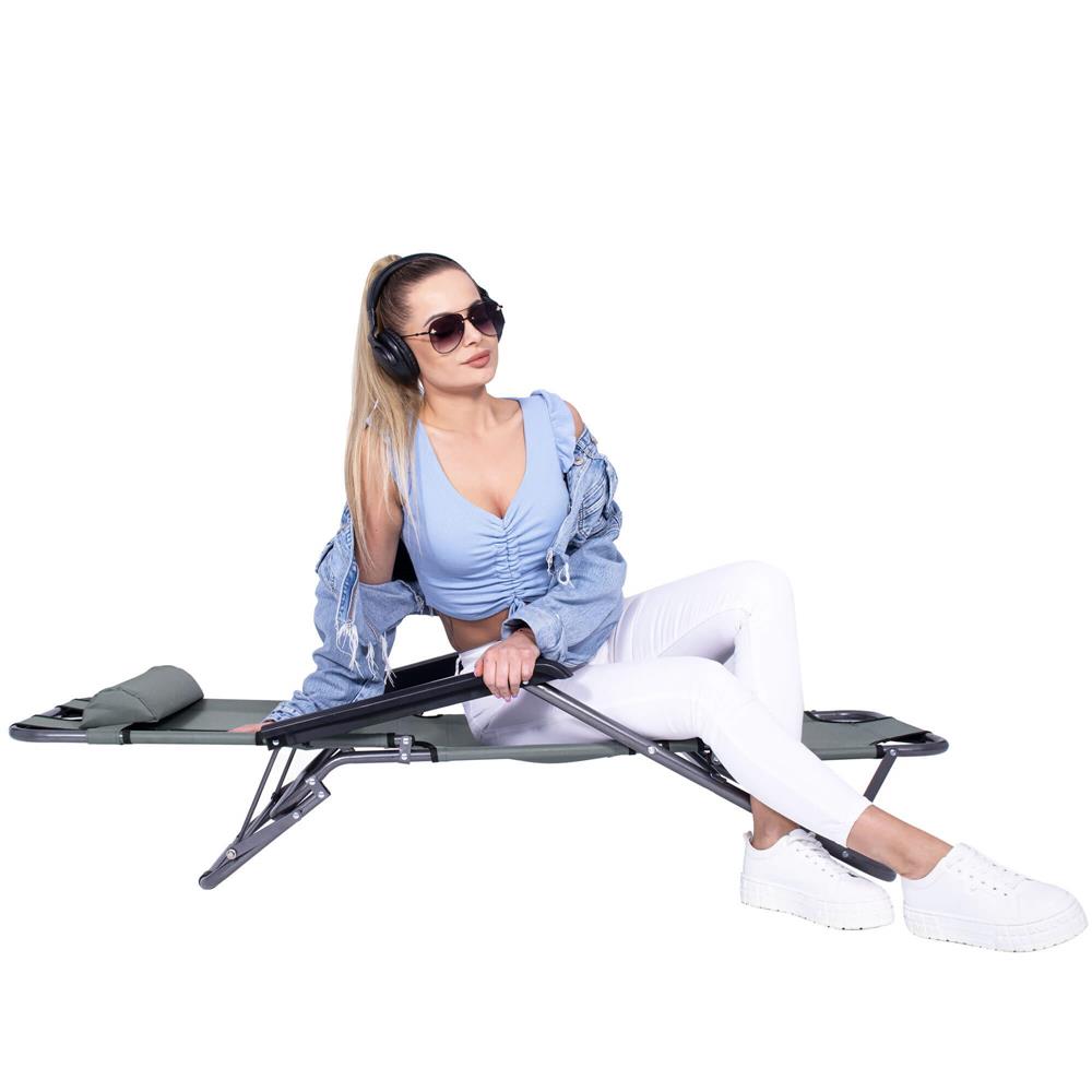 Sezlong pliabil  GC30, Relax Zero Gravity, 80x60x153cm, gri mediu