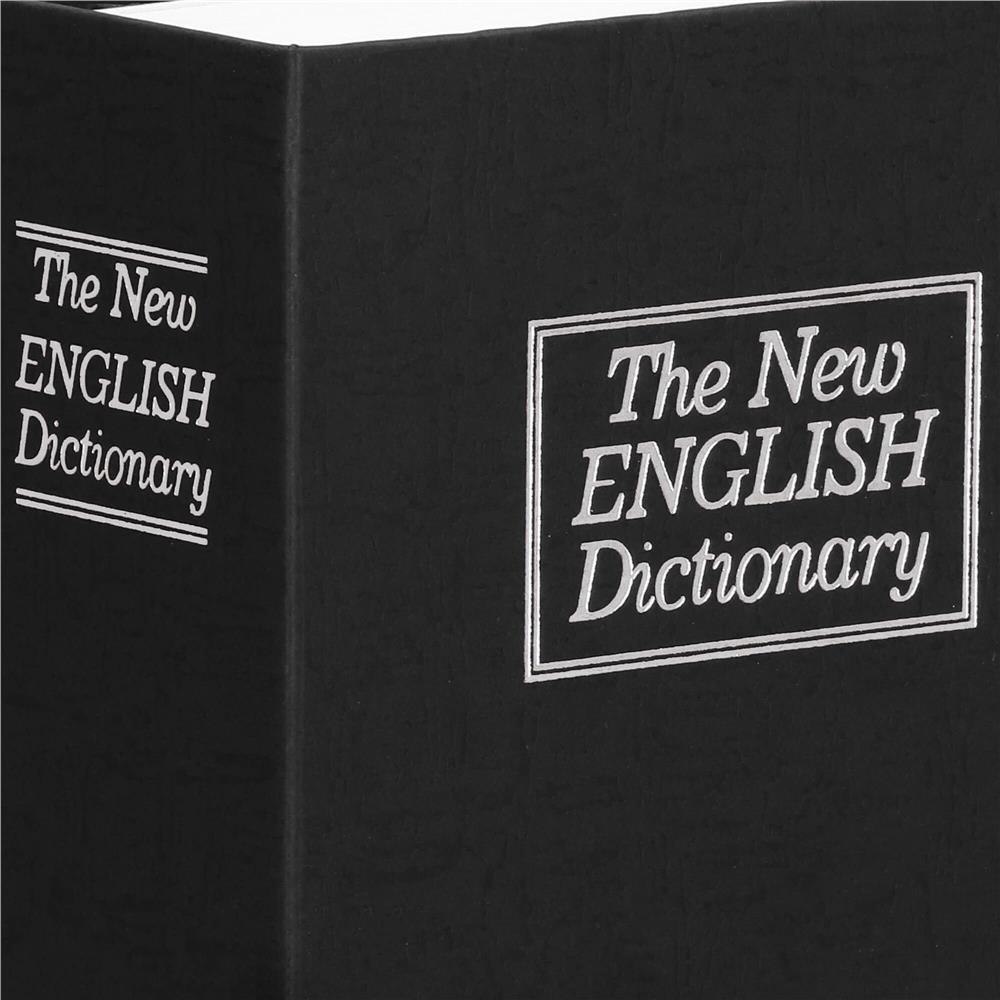 Caseta de valori, cutie metalica cu cheie, portabila, tip carte, Dictionar, negru, 24x15.5x5.5 cm