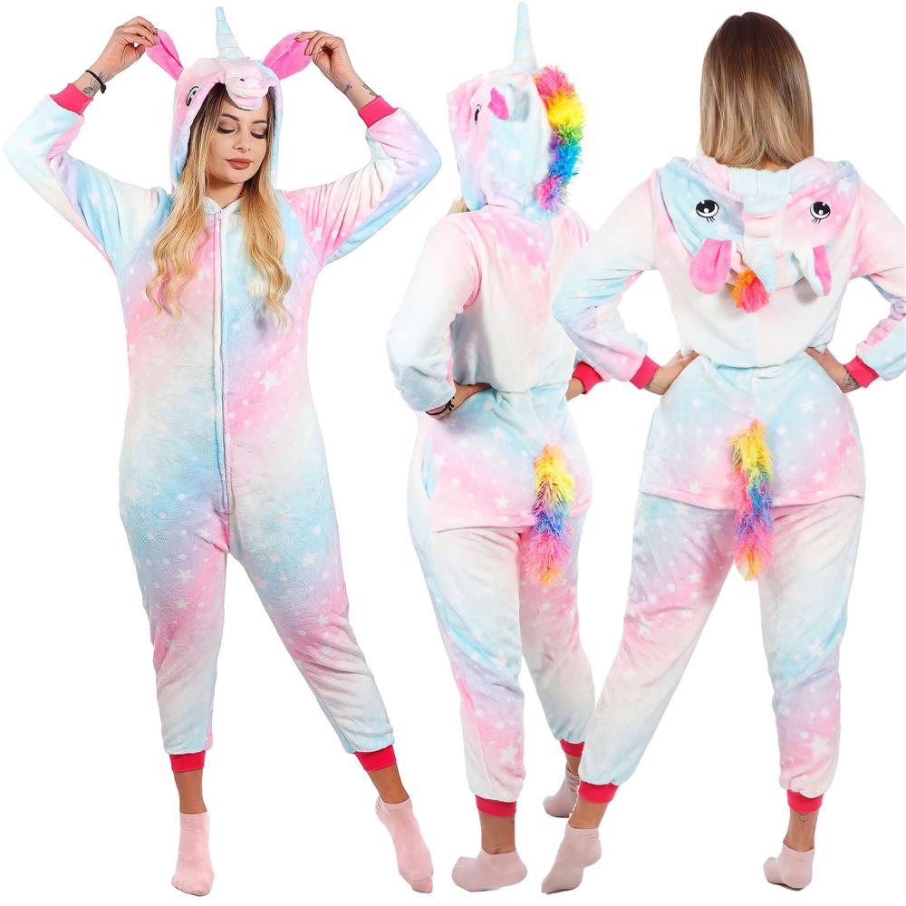 Pijama tip salopeta pentru dama, model unicorn, marime M