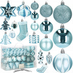 Set globuri si decoratiuni de Craciun, 77 piese, diverse dimensiuni, albastru