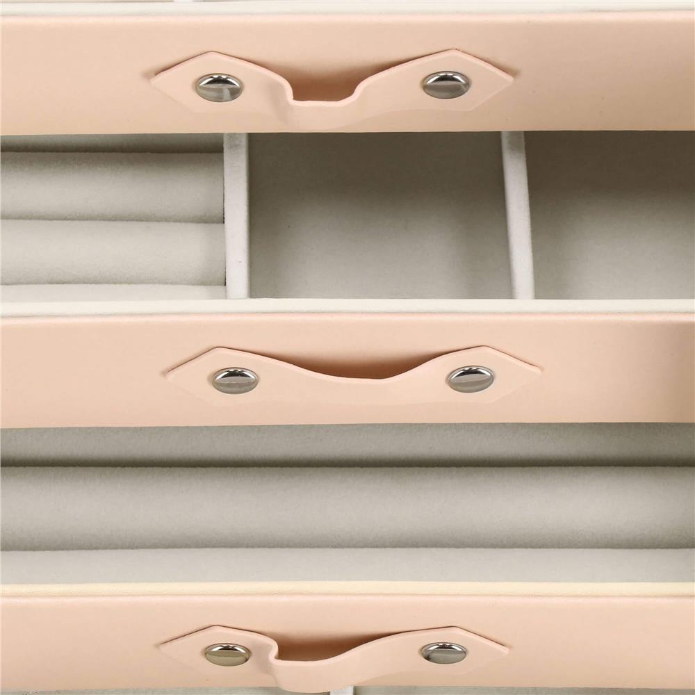 (DL) Cutie depozitare si organizare bijuterii, piele ecologica + velur, 26 x 22 x 18 cm, roz