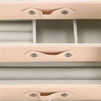 (DL) Cutie depozitare si organizare bijuterii, piele ecologica + velur, 26 x 22 x 18 cm, roz