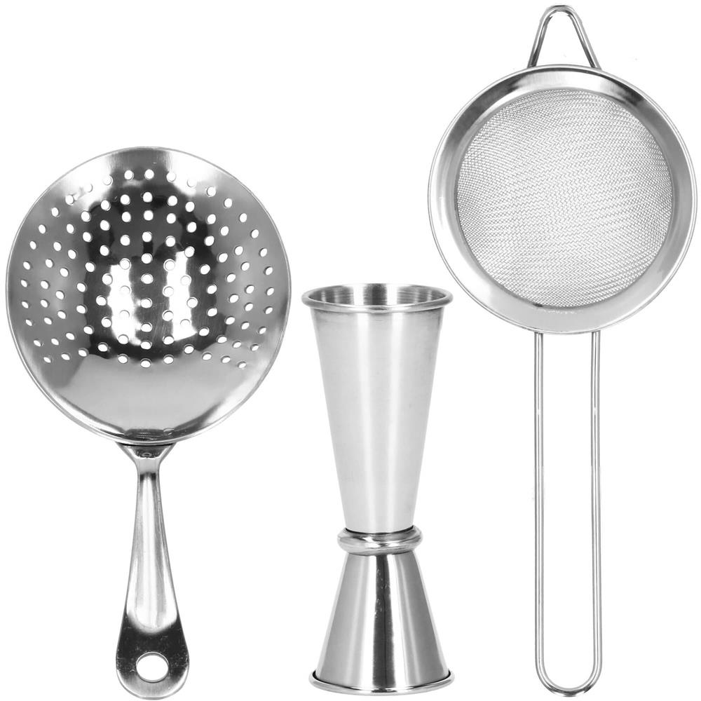 Set Cocktail Shaker Kit pentru barmani 750ml, KI11, suport bambus, 14 piese