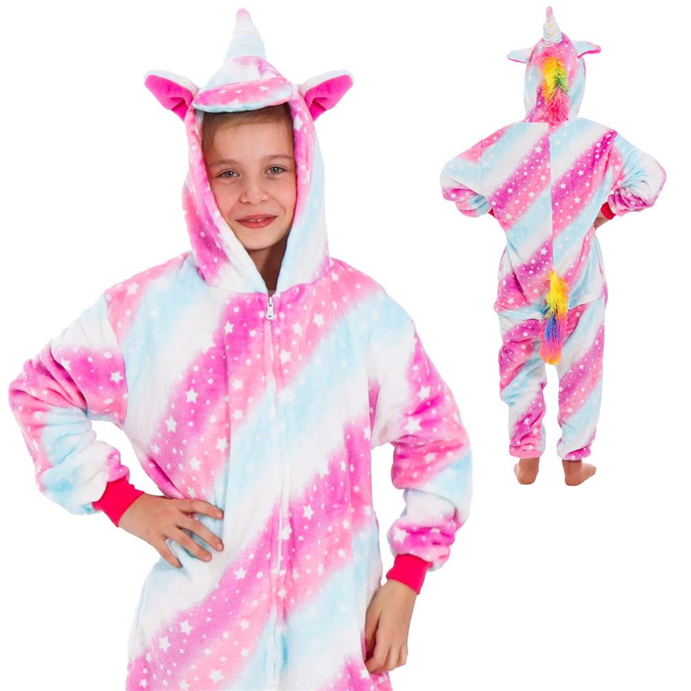 Pijama tip salopeta pentru copii, model unicorn, marime 130-140cm