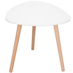 Masa de cafea, ovala, diametru 50 cm, inaltime 48 cm, Blat MDF, Picioare lemn, Alb