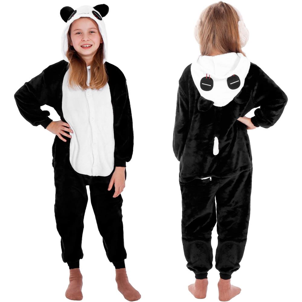 Pijama tip salopeta pentru copii, model panda, marime 125-140cm