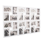 Rama foto de perete, colaj de 24 fotografii, 57x86cm, alb
