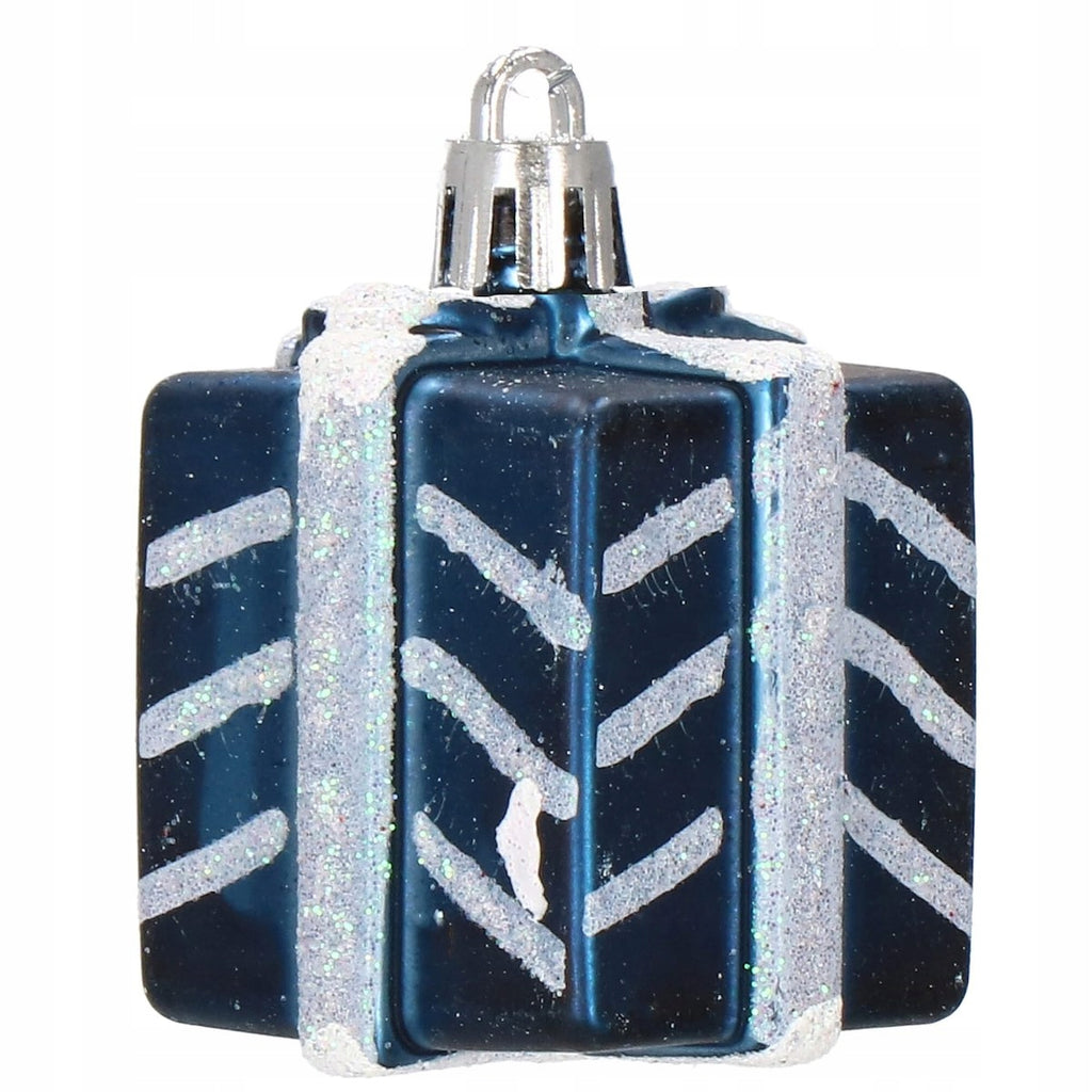 Set globuri si decoratiuni de Craciun, 77 piese, diverse dimensiuni, albastru inchis