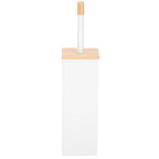 Perie WC cu rezervor detasabil si capac, din metal si bambus, 40 cm, alb