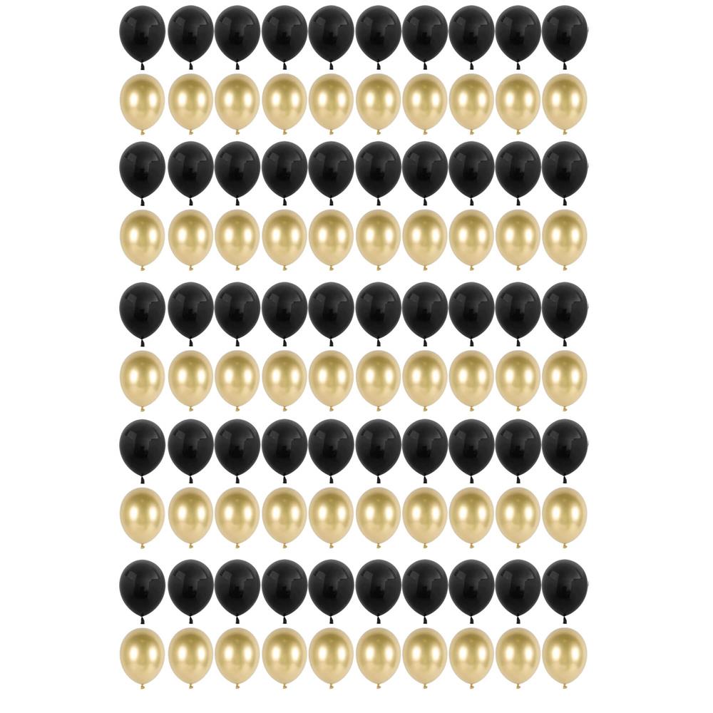 Set 100 baloane pentru petrecere, 40cm, negru auriu