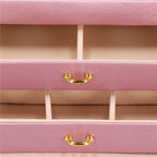 (DL) Cutie depozitare si organizare bijuterii, MDF, piele ecologica si velur, 17,5 x 14 x 12,5cm, roz