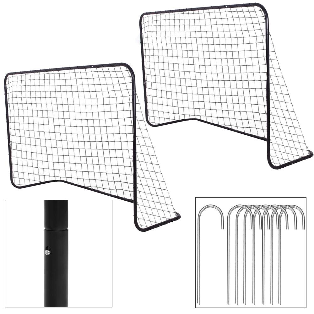 Set 2 porti de fotbal metalice, 122x183cm, profil 25mm, cu elemente de fixare