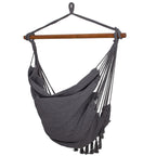 Hamac tip leagan suspendat pentru casa sau gradina HM45, gri inchis cu perne, 130x100cm, 150kg