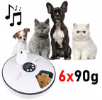 Hranitor automat pentru caini si pisici, sunet hranire, capacitate dispenser 6x70gr, cu display digital