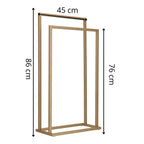 Suport metalic de baie pentru prosoape, cu 2 standuri, 86 cm, auriu mat