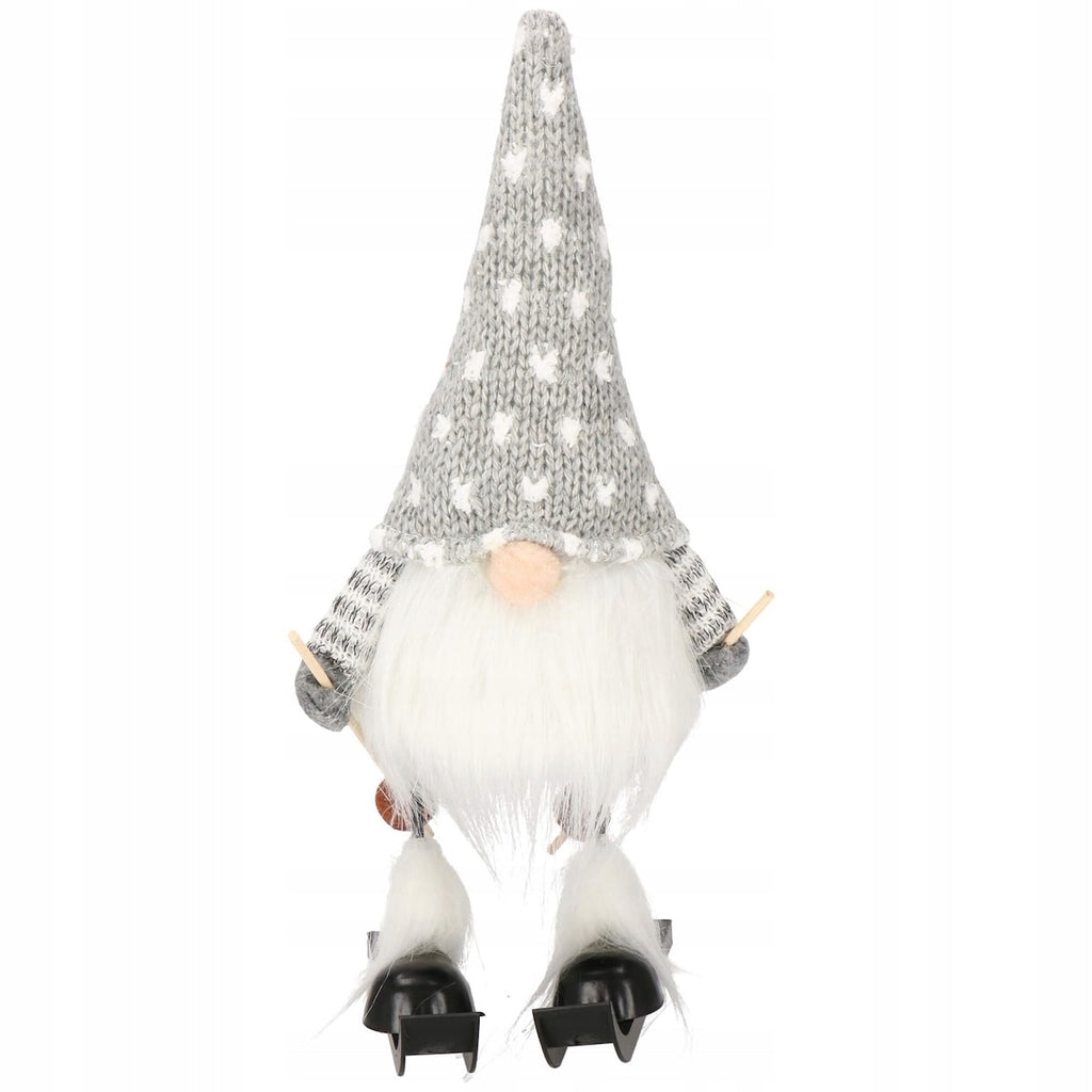 Figurina Craciun, Spiridus pe schiuri, inaltime 33cm