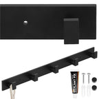 Cuier de baie pentru prosoape cu 2 sisteme instalare, aluminiu, 5 agatatori, 45x4cm, negru