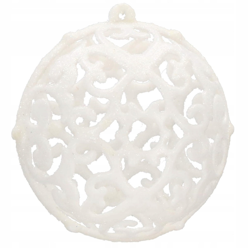 Set globuri si decoratiuni de Craciun, 100 piese, diverse dimensiuni cu stea, alb