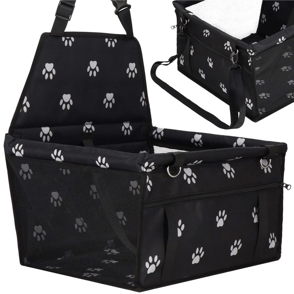 Geanta auto de transport animale de companie, caini si pisci, negru, 40x43x30cm