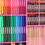 Set de pictura si desen pentru copii, 258 de piese, trusa plastic roz