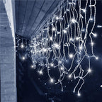 Ghirlanda luminoasa tip perdea 300 LED-uri, 12m, pentru interior/exterior, cu flash, iluminare alba