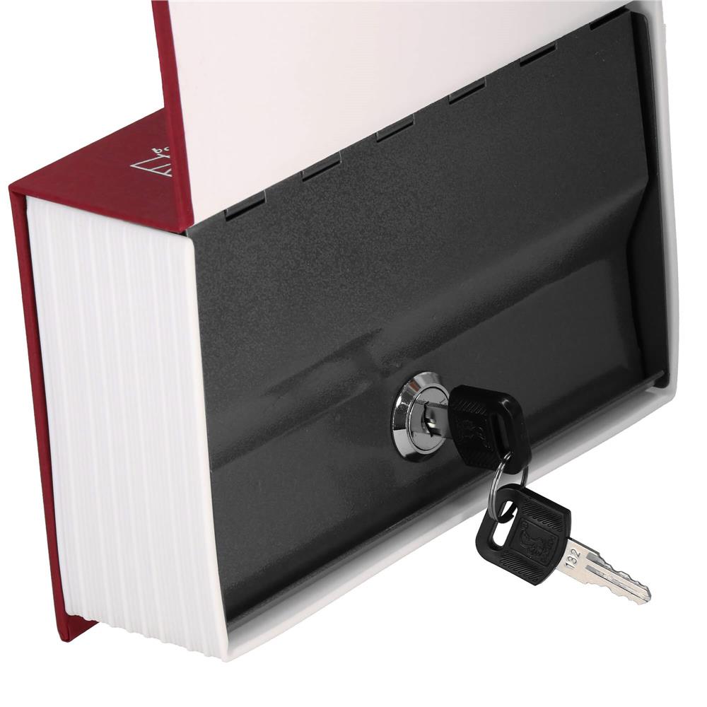 Caseta de valori, cutie metalica cu cheie, portabila, tip carte, Dictionar, maro, 18×11.5×5.5 cm