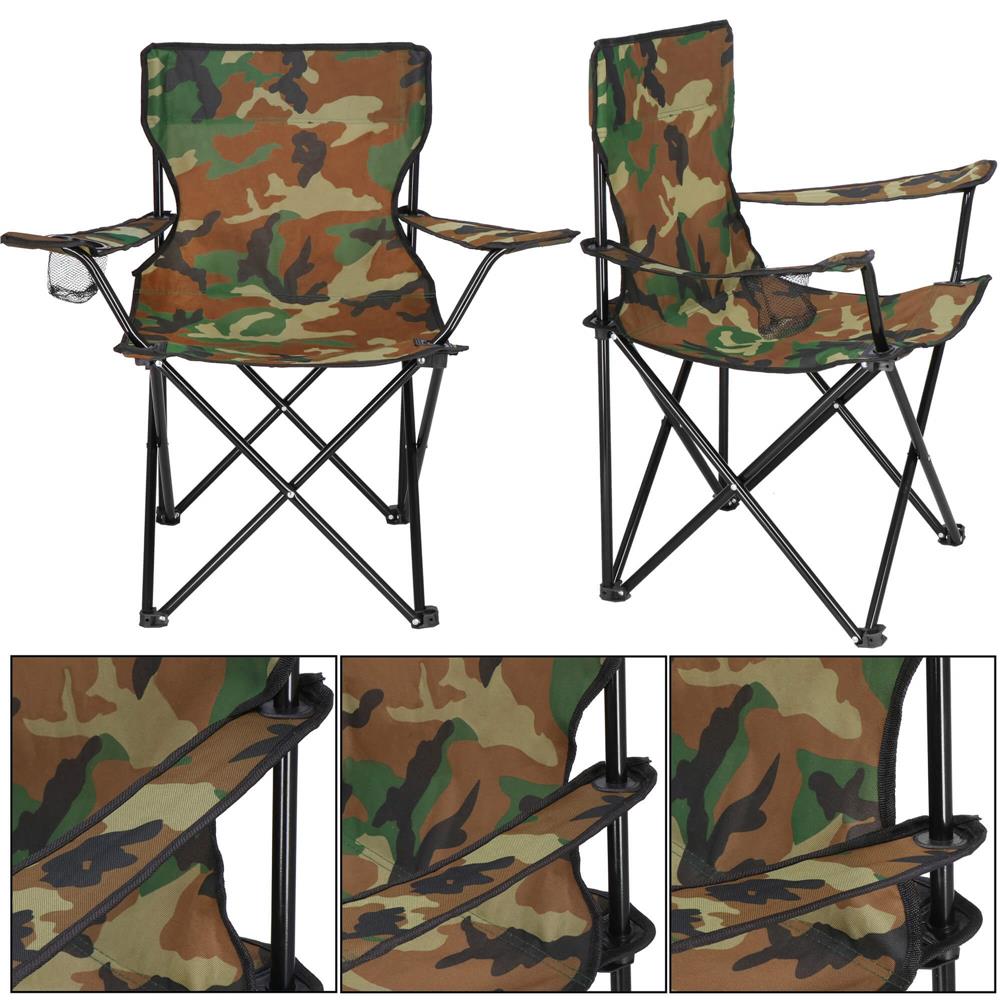 Scaun pliabil camping sau pescuit, suport pahar, 80x40x45cm, camuflaj