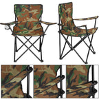 Scaun pliabil camping sau pescuit, suport pahar, 80x40x45cm, camuflaj