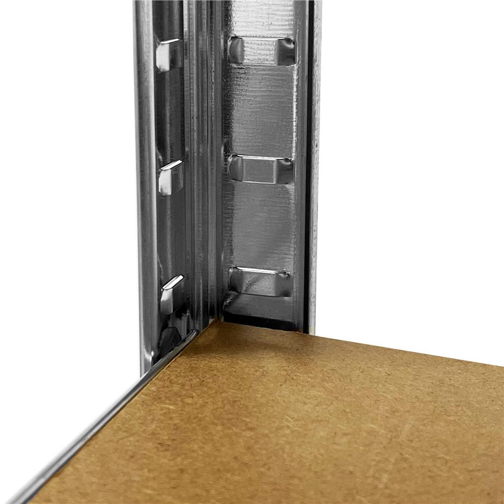 Raft de colt cu cadru metalic modular pentru depozitare, 5 polite, 180x90x40cm, sarcina 875kg