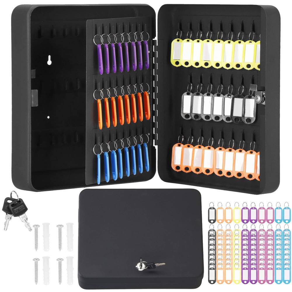 Cutie metalica din otel pentru 100 chei, echipata, 30x24x7cm, neagra