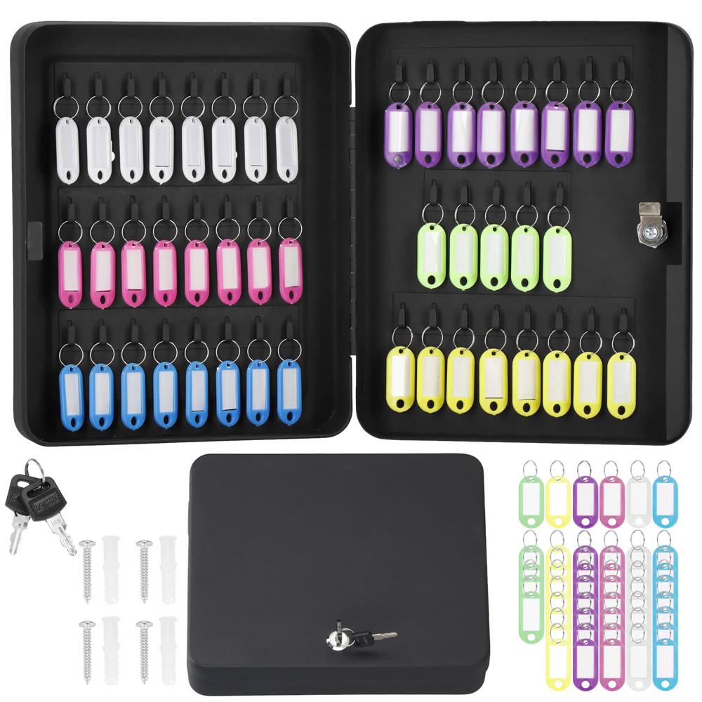 Cutie metalica din otel pentru 48 chei, echipata, 30x24x7.5cm, neagra