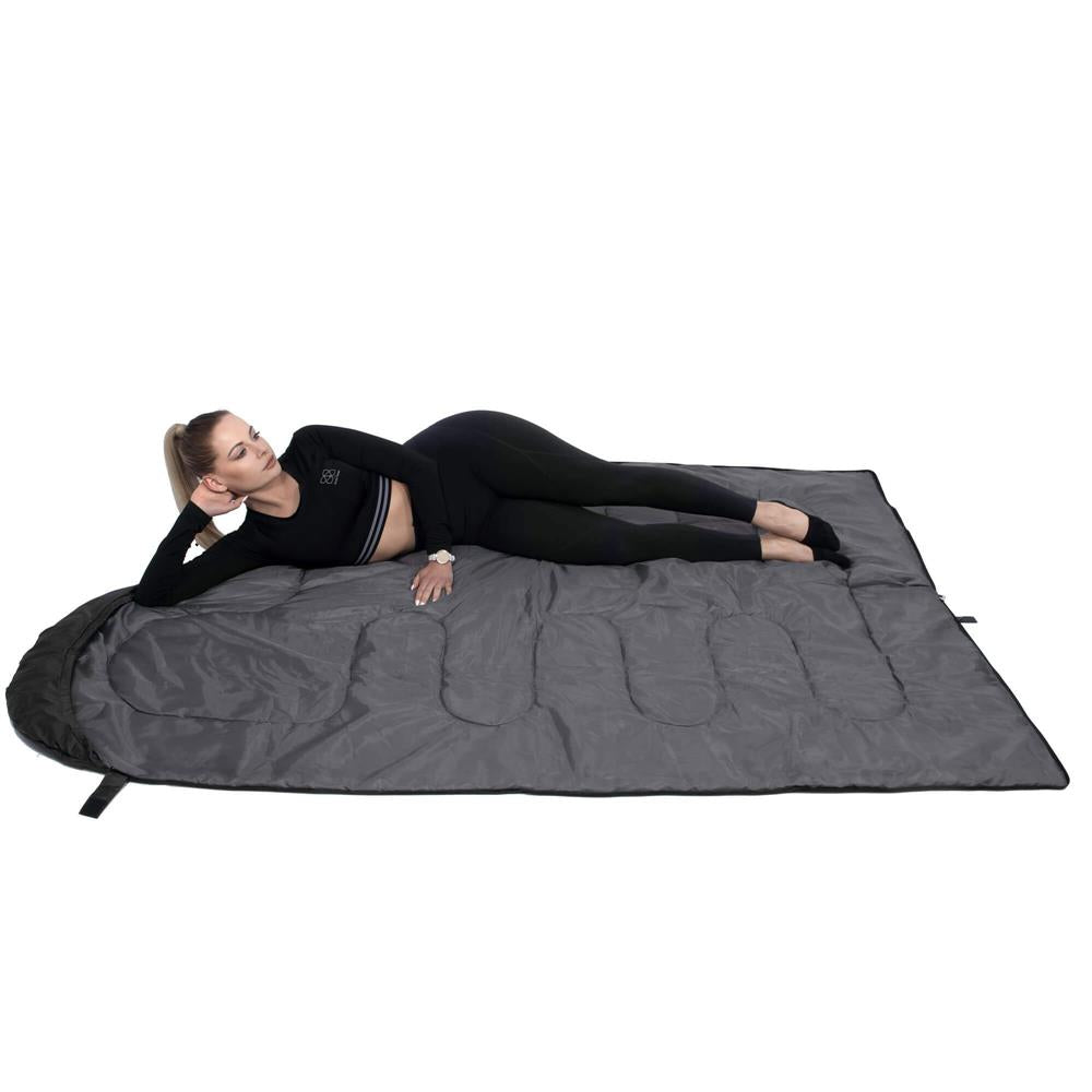 Sac de dormit tip mumie, cu geanta de transport, 210x73cm, 8-20grade, culoare negru