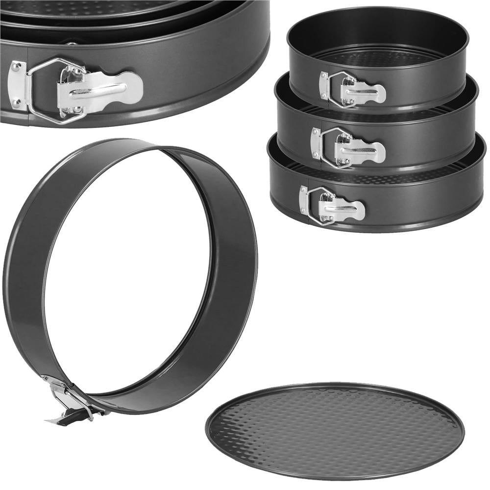 Set 3 forme de copt, 27, 25 si 23 cm, cu fund detasabil, gri