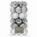 Set globuri de Craciun, 30 bucati, 3 modele, 6cm, argintiu