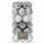 Set globuri de Craciun, 30 bucati, 3 modele, 6cm, argintiu
