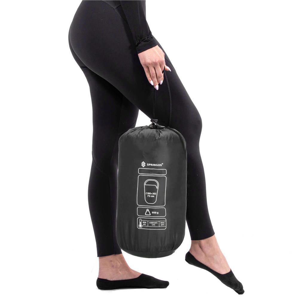 Sac de dormit, cu geanta de transport, 190x73cm, 10-25grade, culoare negru