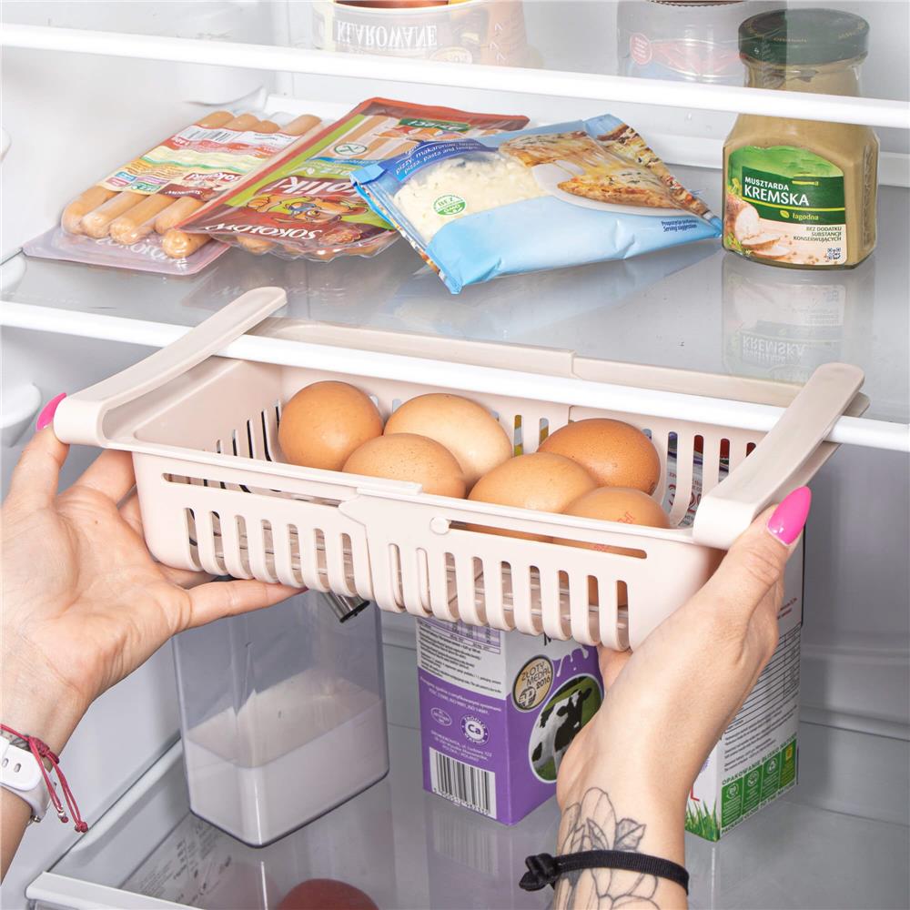 Organizator frigider, model cos extensibil, 16x28.5cm, crem