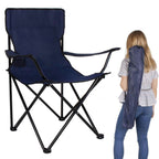 Scaun pliabil camping sau pescuit , cu suport pahar, albastru inchis