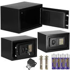 Seif electronic standard cu cifru si cheie, 200x310x200 mm, Otel, Negru