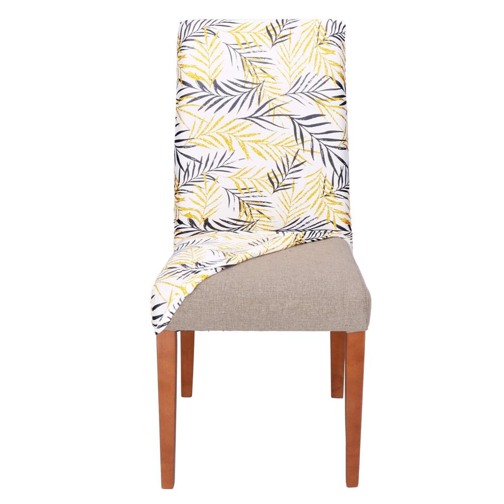 Husa pentru scaun, marime universala, poliester si spandex, 38x70cm, alb, gri si galben