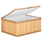 Set 3 cutii organizatoare din bambus, cu capac, diverse dimensiuni, maro
