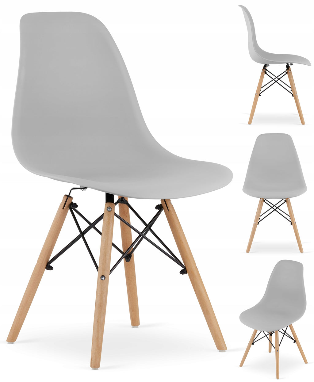 Set 4 scaune dining Scandinav pentru bucatarie, 38x42x82cm, gri