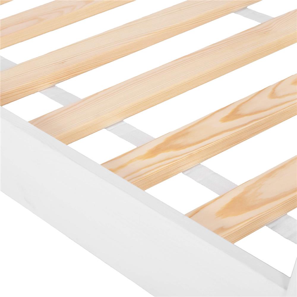 Pat din lemn pentru copii, model TeePee, somiera inclusa, 61x146x130 cm, alb